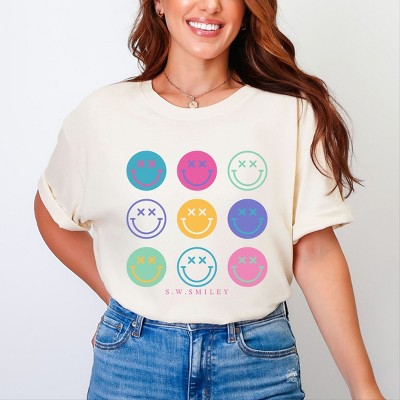 Simply Sage Market S.W.Smiley Stacked Smiley Faces Garment Dyed Tee