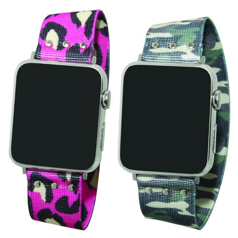 Olivia Pratt Printed Elastic Strap Apple Watch Band - Black Green Stripe,  Tan Leopard, 42mm : Target