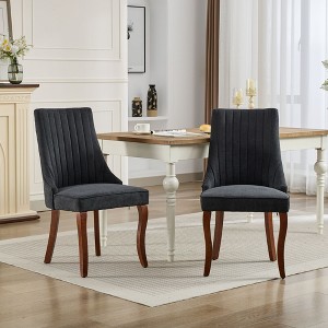 Kitchen Dinner Chair Comfy Fabric Upholstered Accent Chair for Dining Room with Curved Solid Wood Legs,Set of 2 - 1 of 4