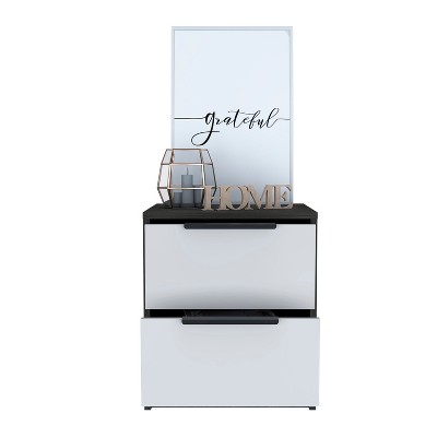 NicBex 16.1 inch Wide Nightstand with 2 Drawers, Modern Side Table with Solid Wood Frame and Metal Handles,Bedside Table for Bedroom,Living Room