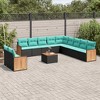 vidaXL 12 Piece Garden Sofa Set with Cushions Black Poly Rattan - Black With Table - 2 of 4