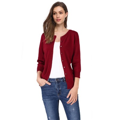 Women's Lightweight Crewneck Cardigan Sweater