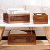 Aoibox Handmade Rattan Wooden Storage Basket Set of 4 with Handles Natural Bamboo Woven Bins Rustic Farmhouse Organizer - 2 of 4