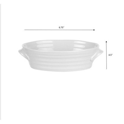 White Fine Porcelain Mini Oval Baker Dish