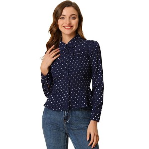 INSPIRE CHIC Women's Vintage Heart Elegant Button Front Blouse Peter Pan Collar Top Shirts - 1 of 4