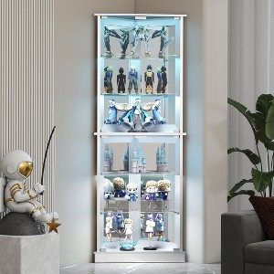 Skyzoo Corner Display Cabinet with RGB LED Lights, 6-Tier Curio Cabinet with glass doors for Collectibles, Home, Office, - 1 of 4