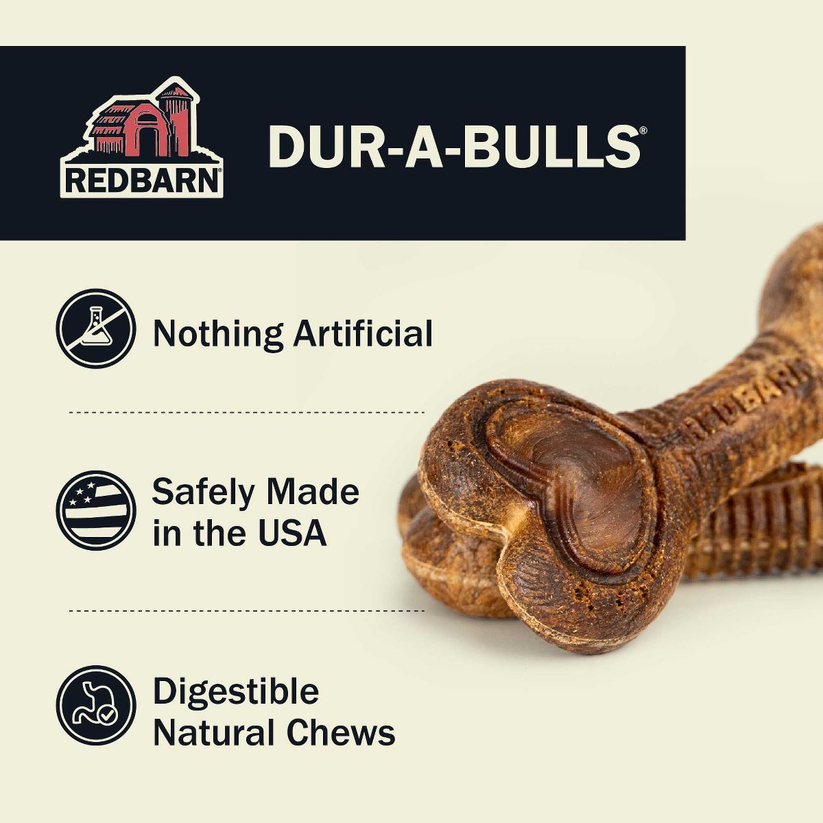 Redbarn Natural Dur-A-Bulls Hickory Flavor Large Dog Chew Treats - thumbnail 2