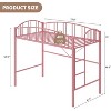 Twin Metal Loft Bed Frame with Arched Guardrail, Safety Ladder & 46" Storage Space, No Box Spring Needed - 2 of 4