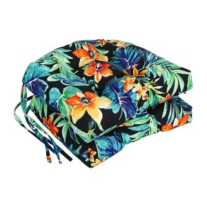 Blazing Needles, 16-inch Spun Polyester Patterned Outdoor U-shaped Tufted Chair Cushions (Set of 2) - 1 of 2