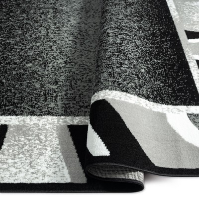 Ariana Konya Black and Grey Abstract 3-Piece Area Rug Set