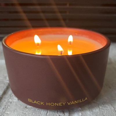 15oz Ceramic Jar 3-wick Black Honey Vanilla Candle Plum Purple - Threshold™  : Target