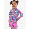 RuffleButts Girls UPF50+ Sun Protective Ruched Quarter-Zip Cover-Up - Neon Ocean Coral, 6 - 3 of 4
