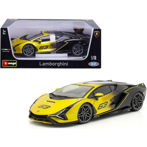 Lamborghini Sian Fkp 37 #63 Yellow Metallic And Black 1/18 Diecast