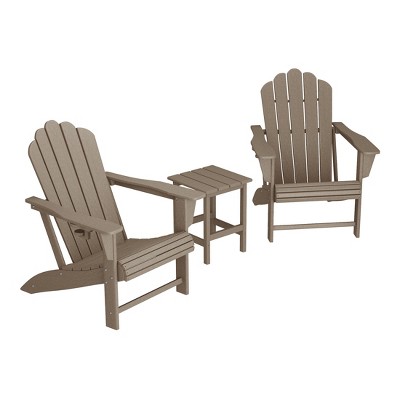 WestinTrends Highland 3-Piece Outdoor Patio HDPE Adirondack Chair With Cup Holder and Table Set