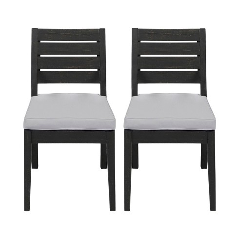 Christopher Knight Home 2pc Emma Patio Acacia Dining Chair with Cushions Dark Gray/Gray - image 1 of 4