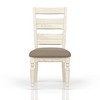 Ladder Back Side Chair Set of 2, Caramel Finish with Taupe Upholstered Seat, Rustic Farmhouse Dining Chairs - 2 of 4
