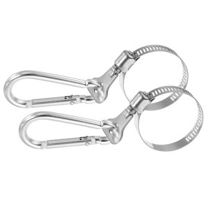Unique Bargains Stainless Steel Adjustable Flagpole Clips Outdoor Flag Pole Clip Bracket 2 Pcs - 1 of 4