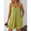 Coolmee Women Casual Square Neck Sleeveless Loose Outdoor Suspender Shorts Jumpsuit With Pockets - 2 of 4