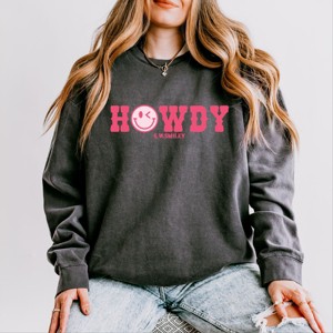 Simply Sage Market S.W.Smiley Howdy Smiley Face Lightweight Garment Dyed Sweatshirt - 1 of 4