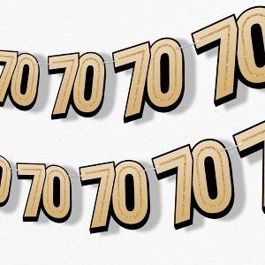 Big Dot of Happiness 70th Birthday Garland Banner Adult Black and Gold Birthday Backdrop 30 Feet of Cord 15 Double Sided Paper Number Age 70 Shapes - 1 of 4