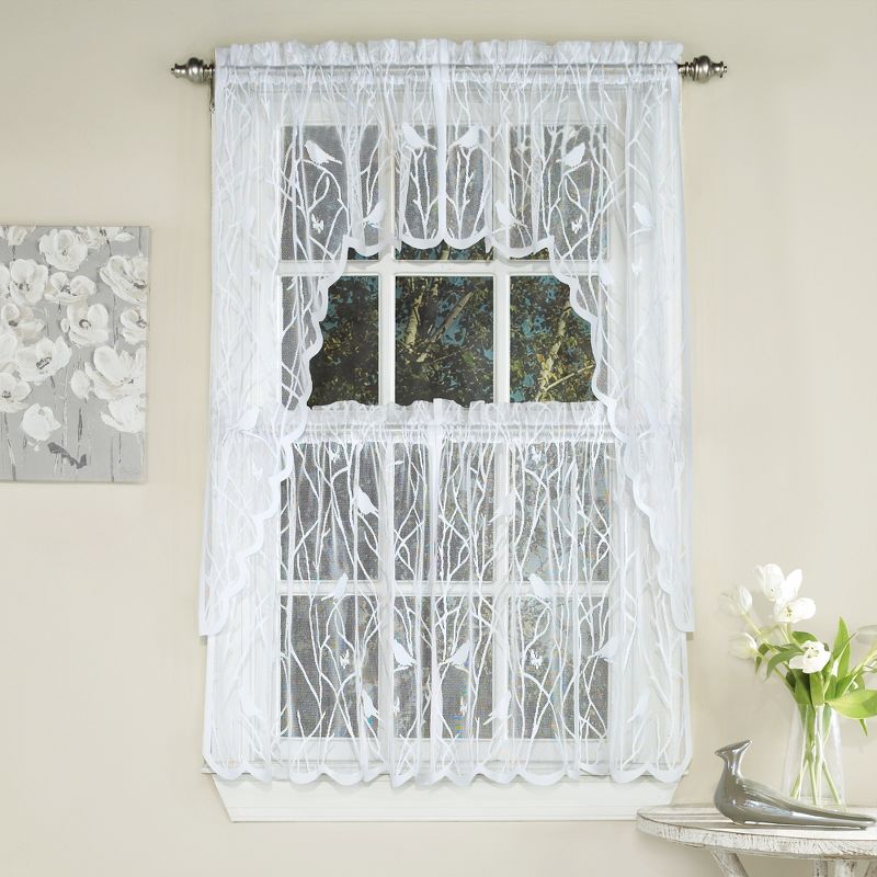 Songbird Motif Knit Lace Window Curtains by Sweet Home Collection™, 3 of 4