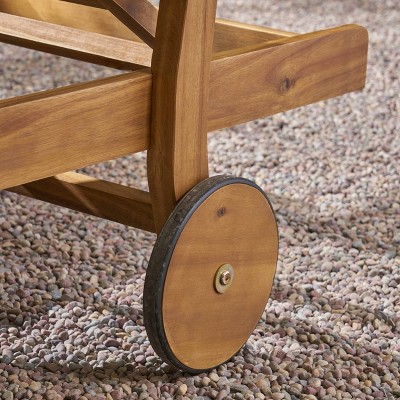 Perla Teak and Green Acacia Wood Double Chaise Lounge