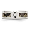 Chisel Stainless Steel Polished with Cubic Zirconia Printed Brown Camo Under Rubber 8mm Band Ring - 4 of 4