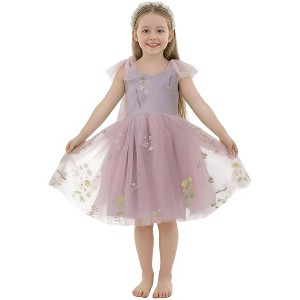 2Bunnies Girls 1-10Y Floral Garden Embroidered Tulle Strap Flower Girl Dress Knee - 1 of 4