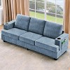 89" Chenille 3-Seater Sofa with Cup Holders and Side Storage Pockets, Modern Sofa for Living Room, Deep Seat Couches for Apartment Lounge - 4 of 4
