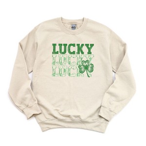Simply Sage Market Women's Graphic Sweatshirt Bold Green Lucky Stacked - 1 of 3
