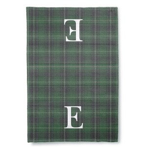 Personalization Mall Christmas Plaid Waffle Weave Kitchen Towel, Green Plaid - 1 of 4