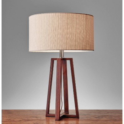 Quinn 23.75" Walnut Wood Table Lamp with Linen Shade