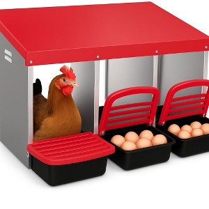 Chicken Nesting Boxes, 3 Hole Roll Away Nest Box for Chicken and Poultry to Collect Eggs, Heavy Duty Metal Chicken Laying Box for Chicken Coop - 1 of 4