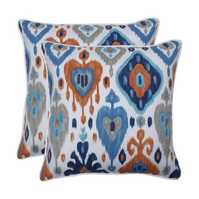 2pk Paso Outdoor Throw Pillow Azure Blue - Pillow Perfect