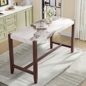 NicBex 47.5" Modern Dining Table with Faux Marble Finish Top and Wood Legs, Kitchen Classic Counter Height Table for Dining Room, Living Room - 1 of 4
