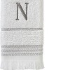 SKL Home By Saturday Knight Ltd Casual Monogram Hand Towel Set N - 2-Count - 16X26", White - 2 of 3