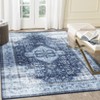 Washable Rugs & Vintage Area Rugs ¨C Non-Slip Oriental Floral Distressed Carpet (Stain-Resistant, Low Pile, Farmhouse Style, Blue) - 2 of 4