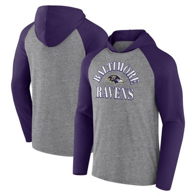 Nfl Baltimore Ravens Men's Gray Full Back Run Long Sleeve Lightweight Hooded  Sweatshirt : Target