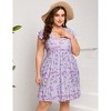 Plus Size V-Neck Flutter Sleeve Boho Print High Waist Dress with Pocket - 4 of 4