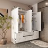 FUFU&GAGA White Armoires 4 Door 6 Drawer Wardrobe Cloth Organiser Multifunctional Storage Cabinet - 2 of 4
