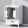24" White Bathroom Vanity with Ceramic Sink, Freestanding Cabinet with Doors and Drawer, Solid Wood & MDF, Modern Style - 2 of 4