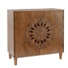 INFURNIC Decorative Storage Cabinets Rustic Hand-Carved Wooden 2-Door Accent Cabinet with Floral Design for Living Room, Brown, 31"*15.3"*31.7" - 3 of 4