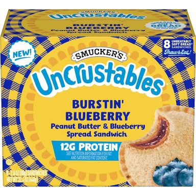 Smucker's Uncrustables Frozen Peanut Butter & Blueberry Sandwich - 22.4oz/8ct