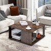 Yukimo 2 Tiers Square Coffee Table, Thick E0 Grade Board with Storage and Non-Slip Foot Pads - 3 of 4