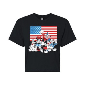 Women's - Disney - Mickey And Friends Flag Cropped Graphic T-Shirt - 1 of 4