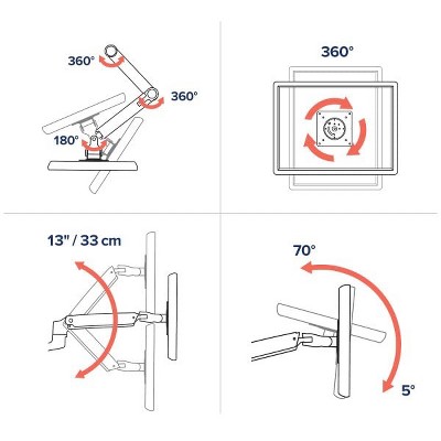 White Full-Motion Desk Mount Monitor Arm for 34" Screens