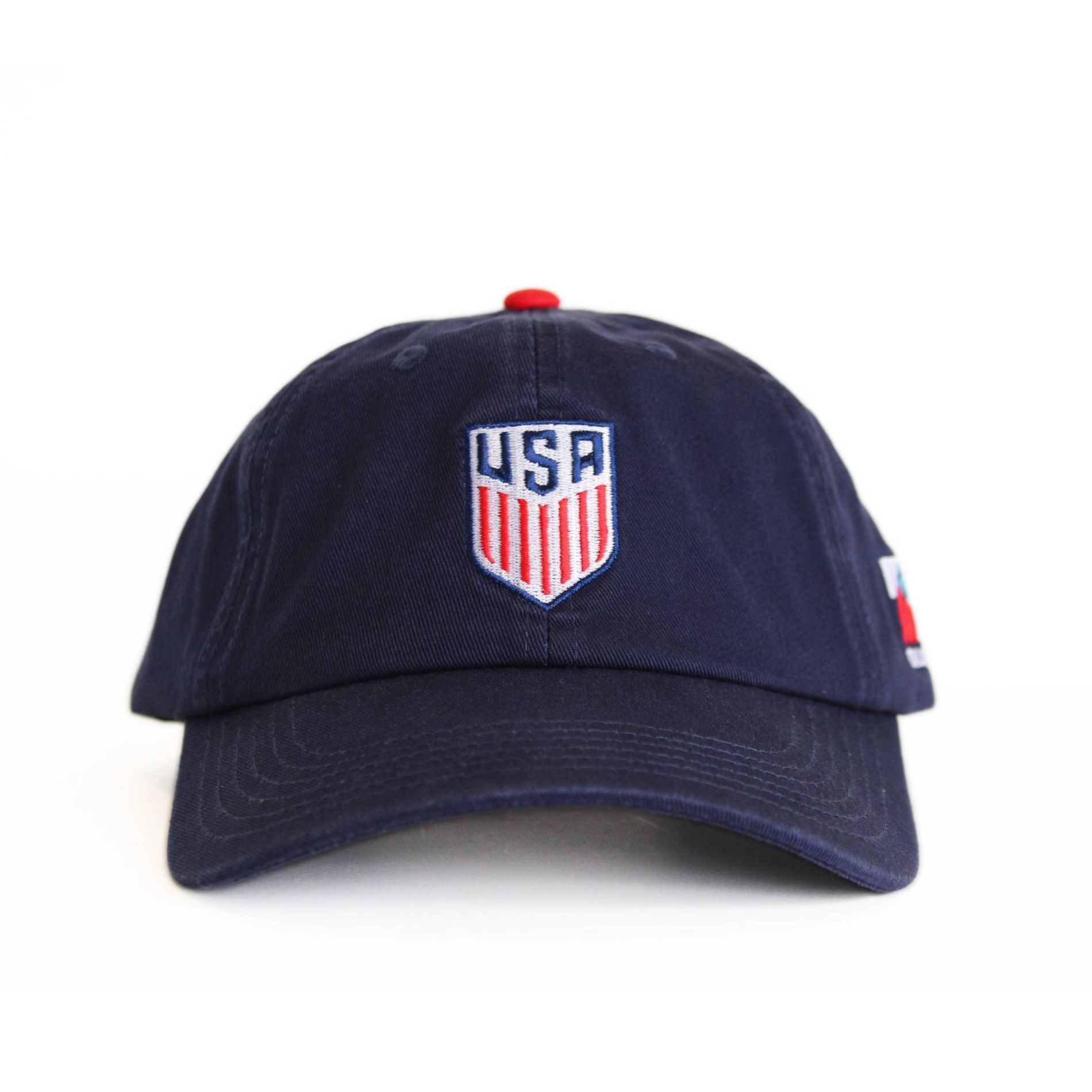 U.S. Soccer Crest Baseball Style Hat in Navy - USMNT Officially Licensed Snapback Hat with Embroidered Crest and Curved Bill