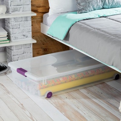 Clear Plastic 60 Quart Wheeled Underbed Storage Box