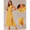 Allegra K Women's Sleeveless Floral Split Hem Keyhole Flowy Summer Boho Maxi Dress - 2 of 4