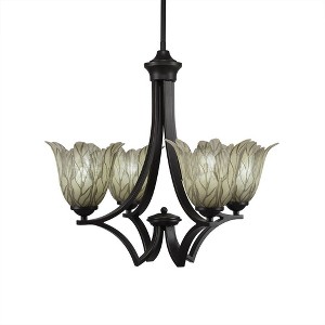Toltec Lighting Zilo 4 - Light Chandelier in  Dark Granite with 7" Vanilla Leaf Shade - 1 of 1